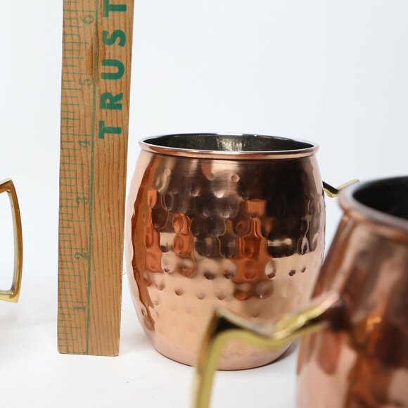 Copper Moscow Mule Mug Set - Hammered Finish 4-Piece Bar Decor Drink Cocktail - Picture 9 of 11
